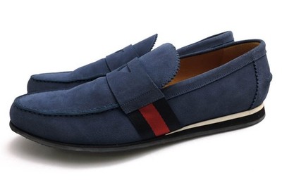 Mens GUCCI GUCCI coin loafer 233488 calf suede cowhide web stripe