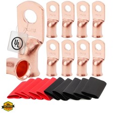 10pcs 2 AWG-5/16 Battery Lugs,Heavy Duty Wire Lugs,Ring Terminals,Battery Cab...