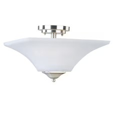 MAXIM LIGHTING 20091FTSN Aurora 2-Light 13" Wide Satin Nickel Semi-Flush Mount