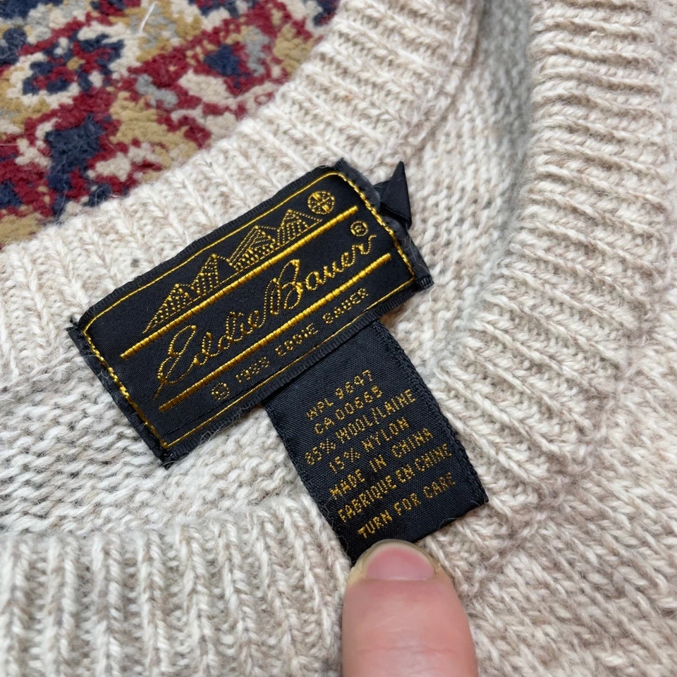 Suéter De Colección 1988 Eddie Bauer Para Mujer Marrón Floral Rosa Lana Cuello Redondo M EE. UU. Raro Foto 4 de 4