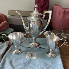 RARE BRITISH EXPORT STERLING SILVER DEMITASSE SET #2200 3-PIECE CIRCA 1913-1923