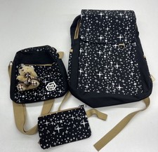 Girls School Backpack - Black/White - With Extra Bag and Pencil Case