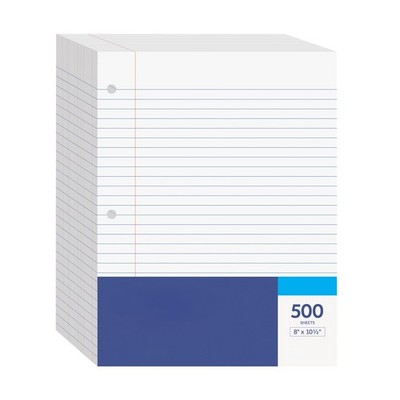 Loose Leaf Notebook Paper, 8 x 10.5 Inch, 3 Hole Punch, 500 Sheets, White