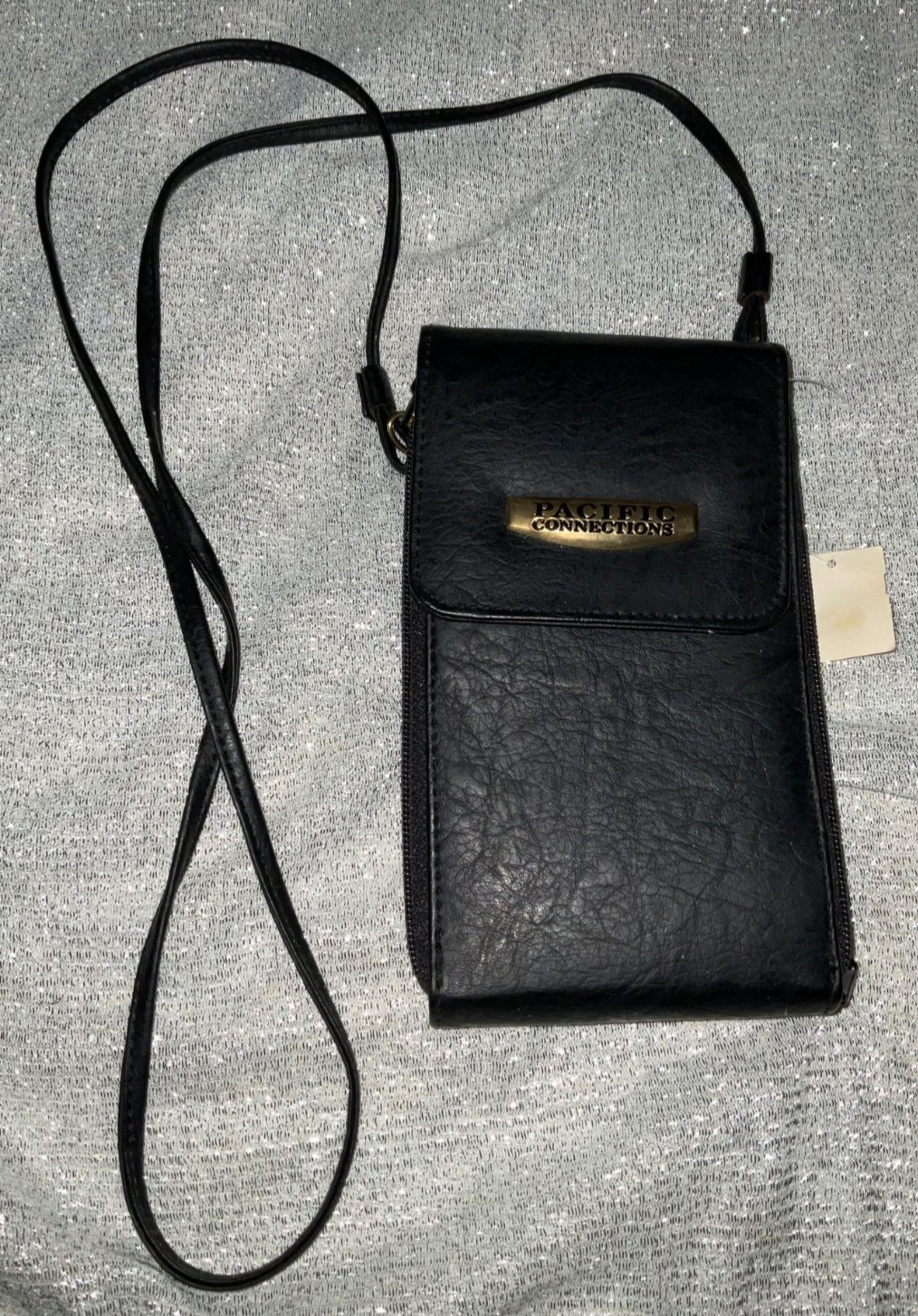 Pacific Connections Black Crossbody Bag w/ Hook Loop  & Zipp