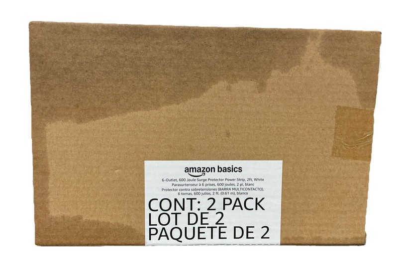 AMAZON BASICS 6-OUTLET 600 JOULE SURGE PROTECTOR POWER STRIP 2FT BLACK 2-PACK
