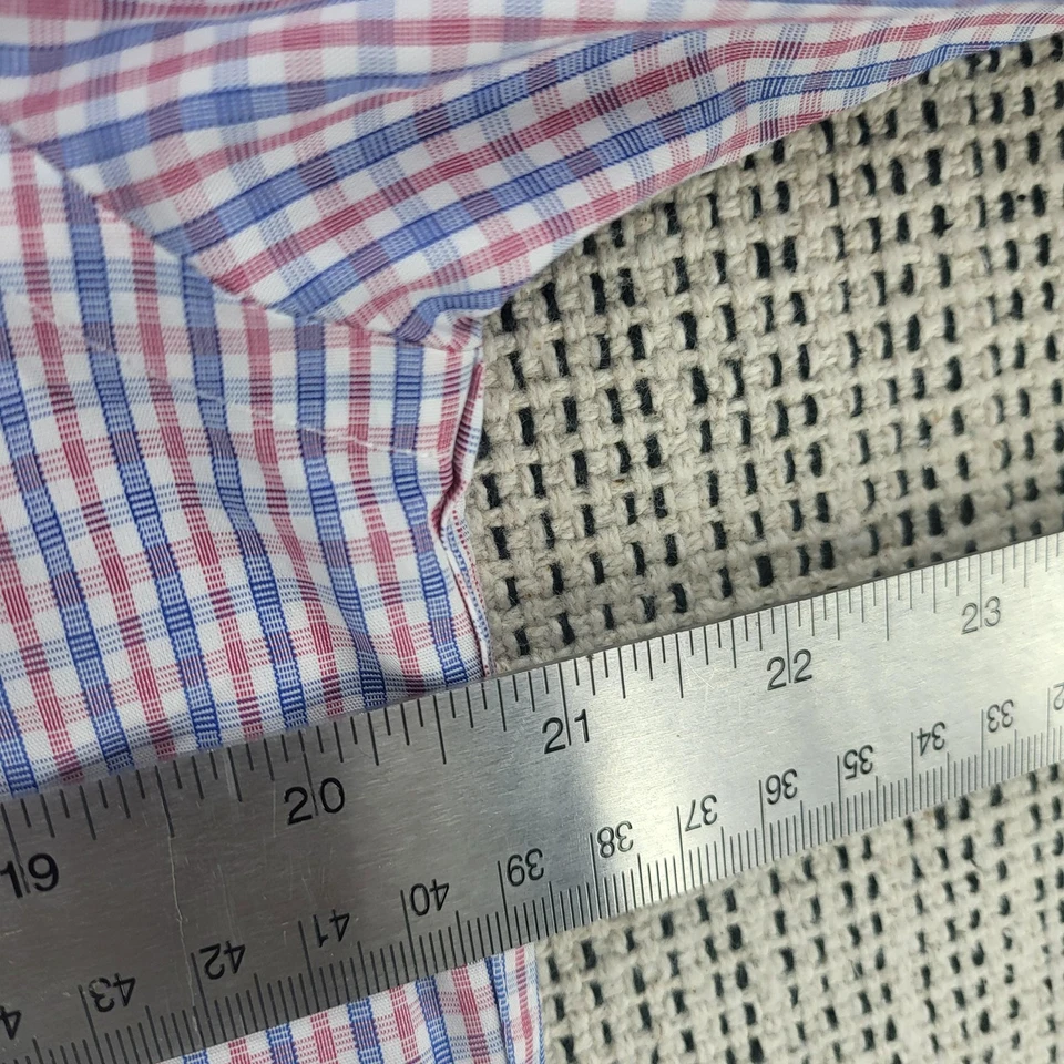 Camisa de vestir Charles Tyrwhitt para hombre 16/33 azul rojo cuadros extra ajustada sin planchar Foto 4 de 4