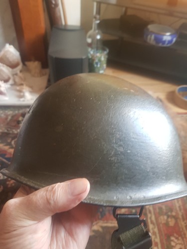 ww2 American m1 helmet,rear seam swivel bale macord,lot number 1260E.,1944,45. - Picture 13 of 20