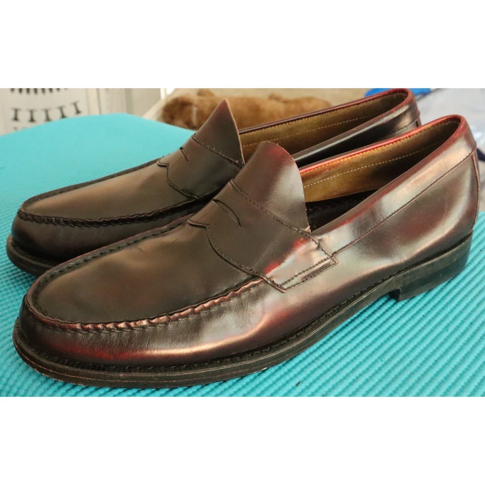 Mocasín Johnston & Murphy Aristocraft Borgoña Granate Cuero Sangre de Buey Penny 13 A Foto 3 de 4