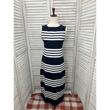 NEW J.Crew Maxi Dress Small Navy Blue Women Striped Sleeveless Knit CV652