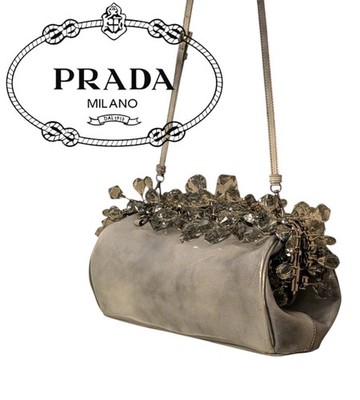 PRADA Spazzolato Crystal Encrusted Clutch Super Rare Vintage (2010