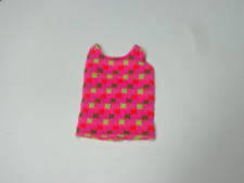 VINTAGE TALKING BARBIE SWIMSUIT TOP WITH SQUARES HOT PINK EXC