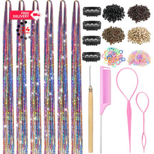 Hair Tinsel with Tools, Fairy Kit for 48 Inch, Dreamy Colors