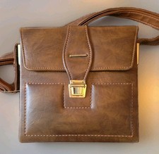 Vintage Leather Camera Bag Brown Crossbody Case 10x10 Adjustable Strap