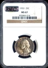 1953 WASHINGTON QUARTER NGC MS67 MAC RAINBOW .