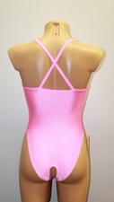 Women Leotard 200-53 Off-the-shoulder Hole Crotch Pink Spandex Size L