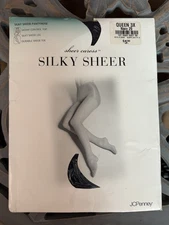 Sheer Caress Silky Sheer Pantyhose Queen 3X NAVY 29 Control Top Sheer Toe 