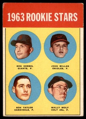 1963 Topps #208  ROOKIE STARS  Ron Herbel / Ron Taylor / Miller / Wolf   VGEX