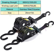 Automatic Retractable Ratchet Strap Heavy Duty Car Trailer Tie Down Strap Black