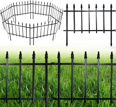 Dekorativer Metall Gartenzaun 46x56cm, 5er Pack, 2,8m Gesamtlänge, Tier Barriere