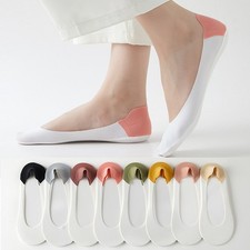 5 Pairs Women Summer Thin Boat Socks Breathable Elastic No Show Non Slip Socks