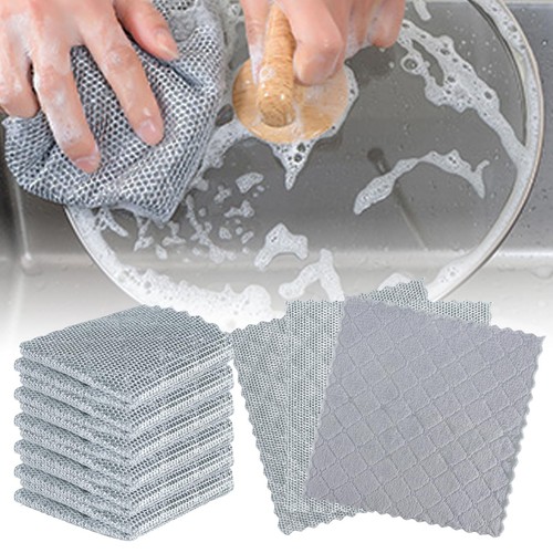 6pcs Upgraded Wire Dishwashing Rag for Wet and Dry, Cleaning Rags,Wire on one...