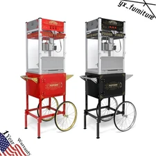 Commercial Popcorn Machine Movie Theater Popper Maker With Cart Wheels 20/12oz