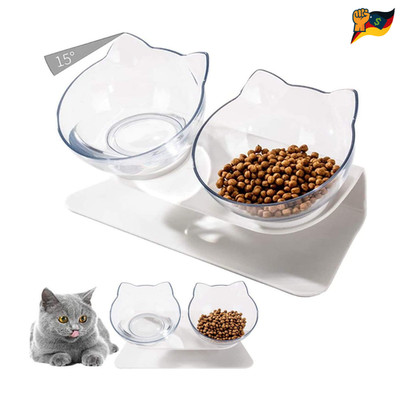 Katzenfutterschale 2 in 1 Kippbar Doppelt Transparente Schale