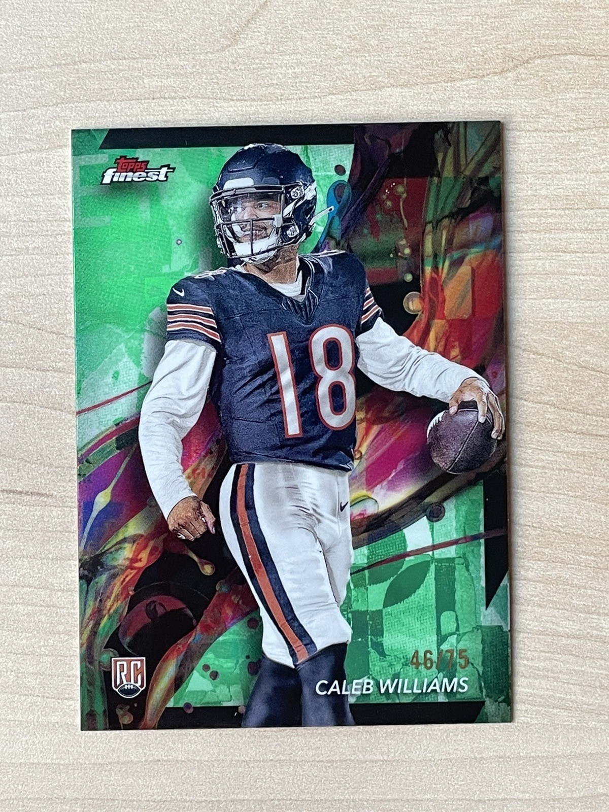 2024 Finest Green Refractors #61 Caleb Williams /75 Rookie Chicago Bears 