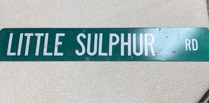 Vintage Retired Double Sided Road Sign Little Sulphur Road Street Sign 36" x 6"