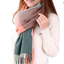 Womens Scarf Fashion Long Plaid Shawls Wraps Big Grid Winter Warm Lattice Lar...
