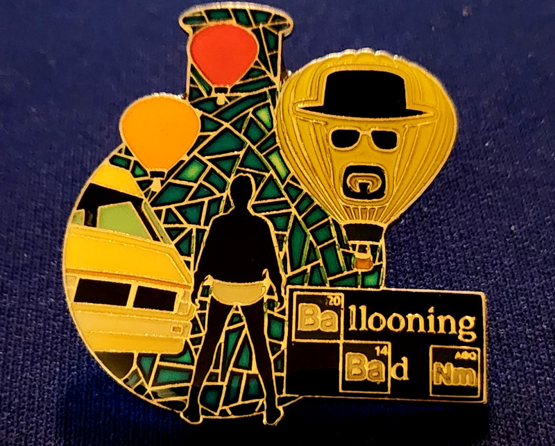2014 "BALLOONING BAD" blue hot air balloon pin "S/H COMB"