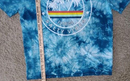 Destin Florida Salty Vibes Tie Die T-Shirt S XL Blues 30"X50" Back Logo See Pict - Picture 9 of 14