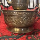 Authentic Vintage Moroccan Brass Hand Washing Basin and Kettle, Two-Handle Basin — photo 4