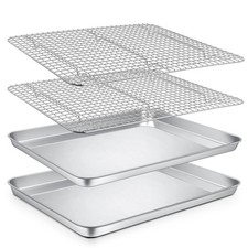 16 Inch Baking Sheet and Rack Set, Stainless Steel Cookie Sheets Oven Baking ...