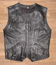 Mauritius - Donne- Gilet IN Pelle / Cuoio Liscio! IN Nero L Circa 40