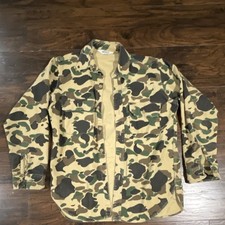 Vintage Made in USA Woolrich Chamois Duck Camo Cotton Canvas Button-Up Shirt M