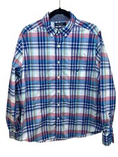 Nautica Shirt Men's Blue Red Plaid Button Down Long Sleeve Spring Preppy Size L