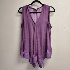 Simply Vera Vera Wang Tunic Womens Medium Purple Sleeveless Handkerchief Hem Top