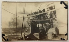 RPPC Postcard - Sailors on Ship Deck with Large Gun Turret - Navy Military Photo