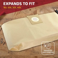 Staubbeutel für TITAN Staubsauger 16L 20L 30L 40L Papiertüte - 20 Stück – Bild 5