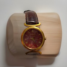 Fossil Womans Watch PC9677 Pyramid Crystal Gold Tone Brown Leather Weave Band