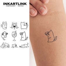 Simple cute kitten Temporary Tattoo,Lasts To 15 Days New Technology Magic