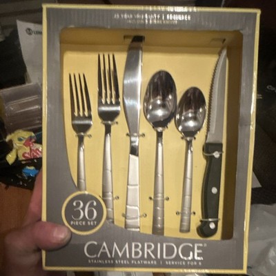Cambridge Sequence Sand 36pc Stainless Steel Flatware Set for 6 Dishwasher Safe