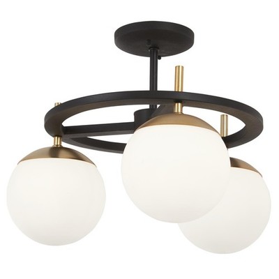 George Kovacs Alluria 3-Light Semi-Flush Mount Light, P1357-618 Black and Gold