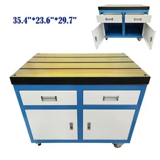 Movable Tapping Machine Table T-slot Workbench Fixed Base 35.4"*23.6"*29.7"