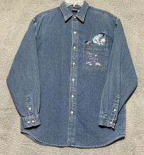 Vintage Winnie The Pooh Eeyore Corduroy Long Sleeve Shirt 90's Sz M Measures XL