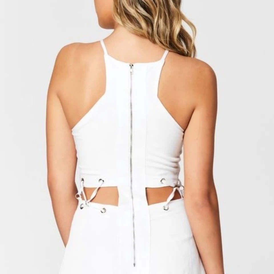 NWT LF | Millau white cutout high neckline romper - Image 3 of 4
