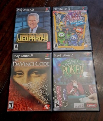 Lot of 4 PlayStation 2 Games PS2 Poker, Jeopardy, Buzz, DaVinci Code Fast Ship 