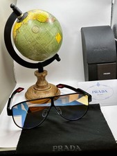 PRADA SUNGLASSES - Black Frame Red Prada Mirror Lens w/ Box @new USA Shipping @