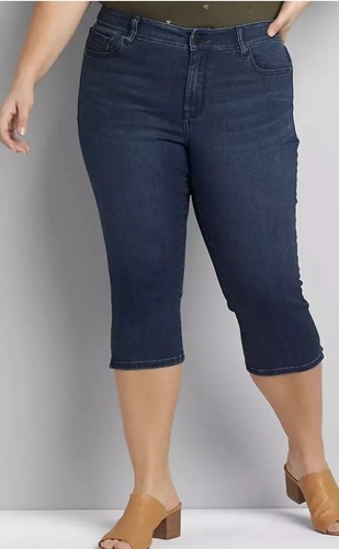 Lane Bryant Gr. 22 Pedal Crop Capri Jeans Super Stretch Skinny Dark Wash 22W
